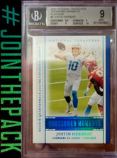 JUSTIN HERBERT 2020 NATIONAL TREASURES MOMENTS PLATINUM #1/1 ROOKIE RC BGS 9 MINT CHARGERS